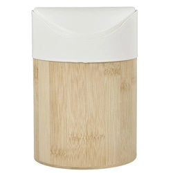 Intesi Mini odpadkový koš do koupelny a kuchyně bambusový bílý s otočným víkem 1 l