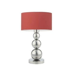 Noční lampička do ložnice HONOLULU moderní červená s látkovým stínidlem, kovová LYSNE 41 cm