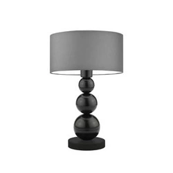 Noční lampička do ložnice HONOLULU šedá moderní s textilním stínidlem na černé konstrukci LYSNE