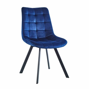 Sametová židle Moly modrá černá   