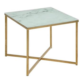 Stůl čtvercový Alisma S Bílý / zlatý