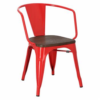 Wood Židle Niort Arms červená. kartáčovaná borovice
