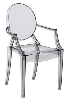 Židle Royal inspirovaná Louis Ghost kouřová