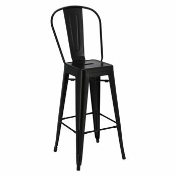 Židle barová Niort Back 75cm. černá insp.Tolix