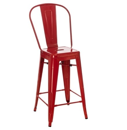 Barová židle s opěradlem Paris Back červená