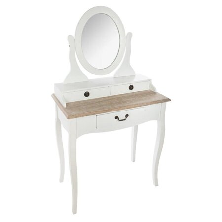 Bílý toaletní stolek Chrysa se zrcadlem a 3 zásuvkami