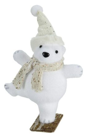 Figurka ledního medvěda s béžovou čepicí