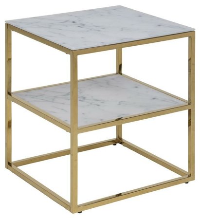 Noční stolek Alisma bílý/zlatý