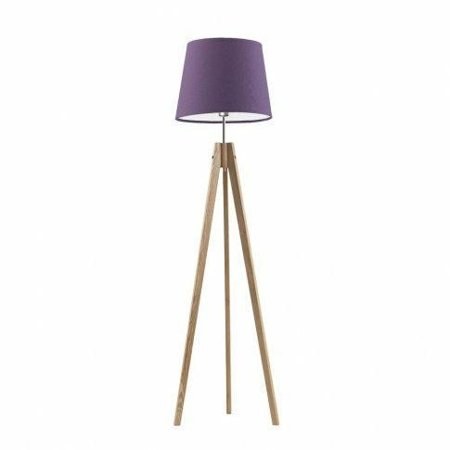 Stojací lampa ARUBA, fialové stínidlo, dřevěné nohy