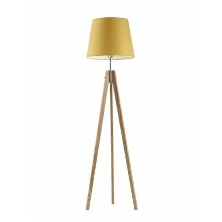Stojací lampa ARUBA, žluté stínidlo, dřevěné nohy