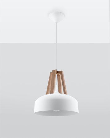Závěsná lampa CASCO bílá/přírodní dřevo