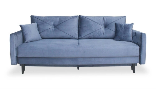 Rozkládací pohovka Saxo pro 2 osoby, moderní, tmavě modrá, s úložným prostorem do obýváku