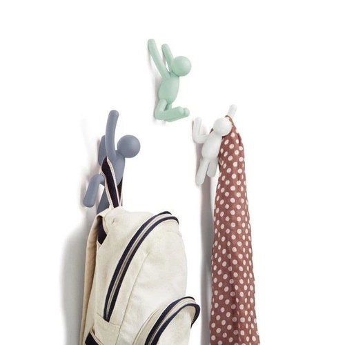 Nástěnný věšák Buddy Umbra sada 3 figurek do předsíně moderní bílý šedý zelený