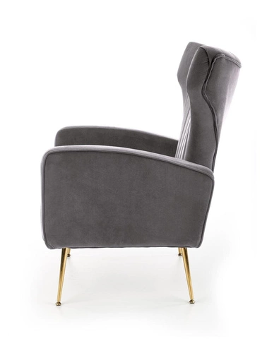 Křeslo ušák Valea sametové tmavě šedé do obýváku moderní s područkami Intesi