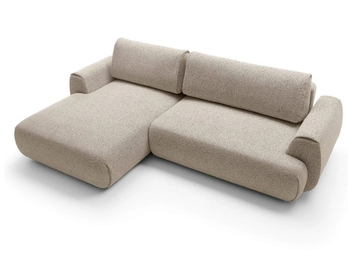 Moderní béžová rohová rozkládací pohovka do obýváku s úložným prostorem levá Ljung Intesi