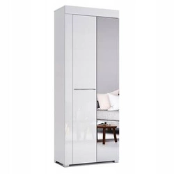 Šatní skříň Amanda bílý lesk moderní s policemi do ložnice šířka 75 cm