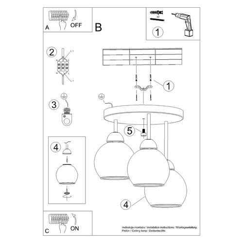 Skleněný lustr ALINO 3 černý moderní do obýváku a jídelny 3-bodový SOLLUX