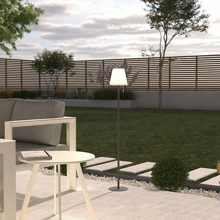 LED stojací lampa Zack šedá moderní do obýváku a na terasu s nastavitelnou barvou světla