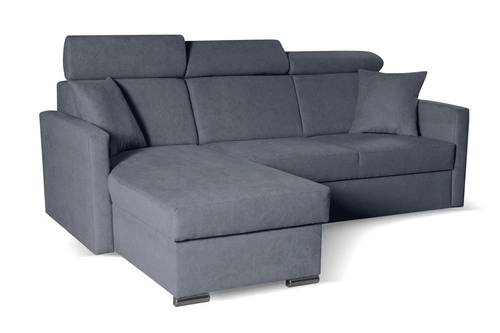 Moderní rohová rozkládací pohovka s úložným prostorem Mils do obýváku šedá modrá