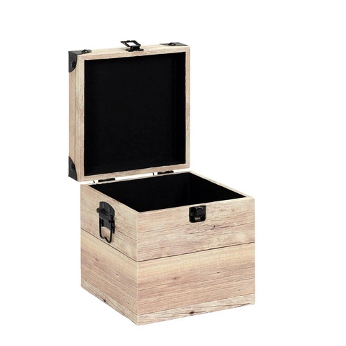 Sada 3 krabic na skladování s dřevěným efektem