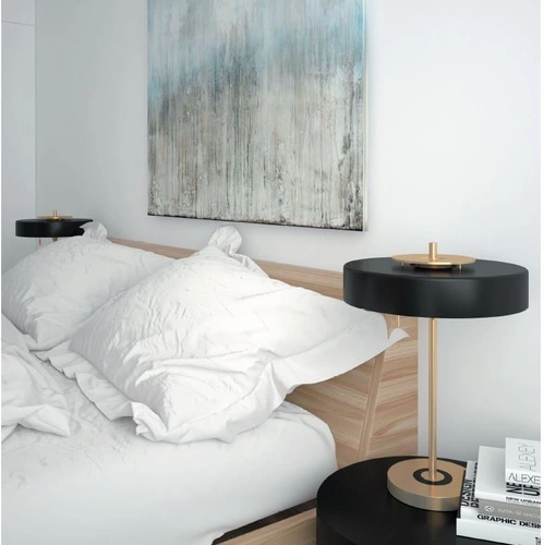 Noční lampička ARTDECO černo-zlatá glamour do ložnice a obýváku se skleněným stínidlem 35 cm