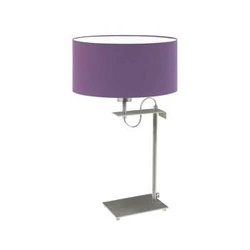 Moderní noční lampička Alaska LYSNE s fialovým stínidlem a stříbrnou podstavou do ložnice