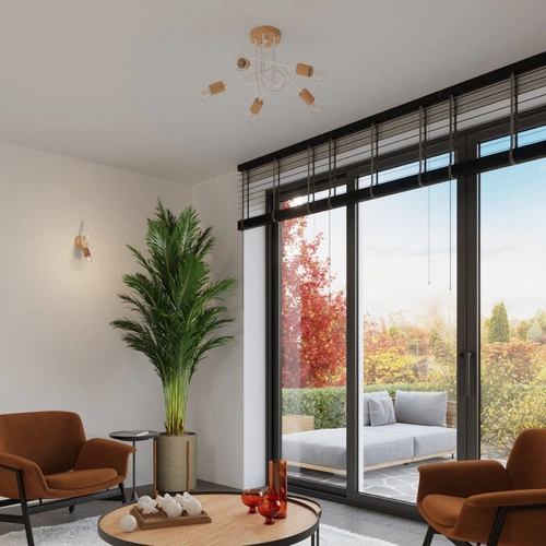 Moderní bílá dřevěná nástěnná lampa do obýváku a ložnice EMBER Sollux Lighting