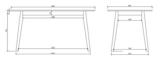 Jídelní stůl Nagano Actona skandinávský dřevěný obdélníkový 150x80 cm bělený