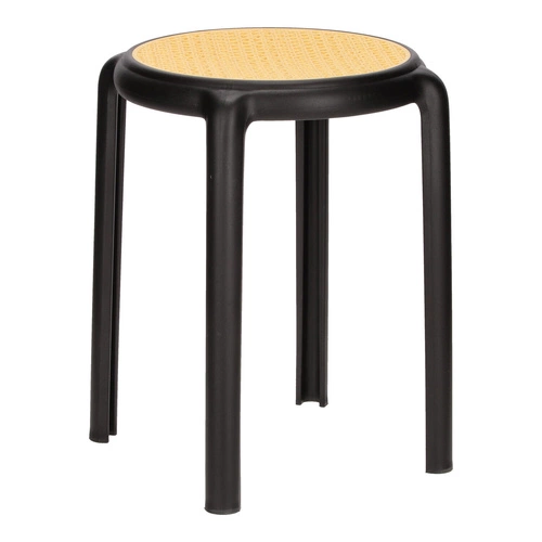 Černá stolička Zula Intesi do kuchyně a na balkon, boho styl, plastová, snadno čistitelná, stohovatelná