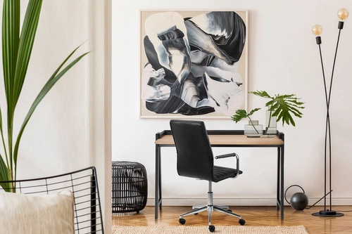 Psací stůl Malmo moderní široký skandinávský přírodní černý Intesi 123 cm