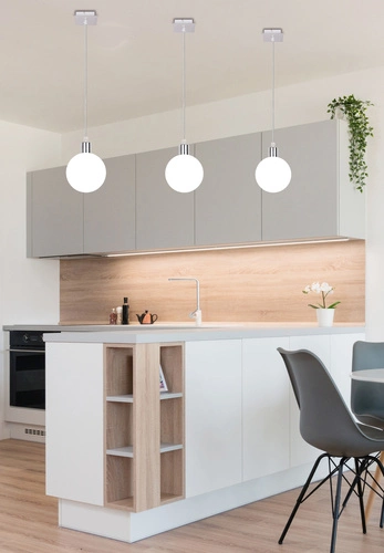 Závěsné svítidlo koule Oden bílé sklo moderní do obýváku a ložnice 12 cm