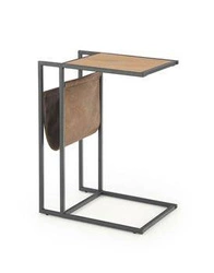 Konferenční stolek Smarty obdélníkový loft dub zlatý černý s držákem na časopisy do obýváku