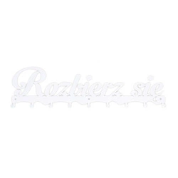 Intesi Rozbierz se bílý moderní kovový nástěnný věšák do předsíně s nápisem