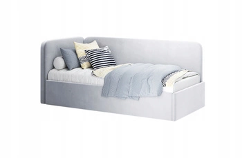 Čalouněná postel Holly levá 90x200 šedá sametová do studentského pokoje s roštem