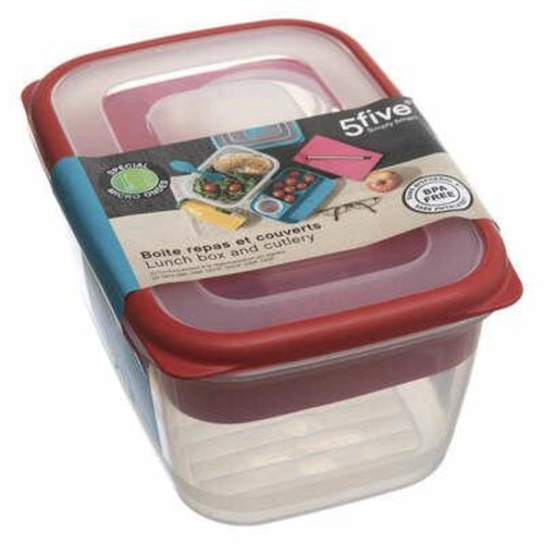 Lunchbox 5five Simply Smart červený s přihrádkami 1,7 l do práce a školy, těsnící, mikrovlnka