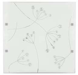 Stropní svítidlo skleněné čtvercové Arty 40x40 s krystalky bílé moderní glamour do ložnice