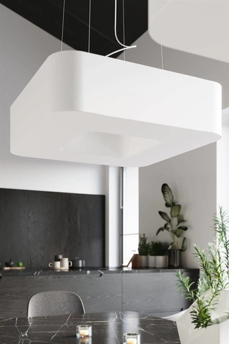 Moderní bílý lustr URANO 80 stropní svítidlo do obýváku a jídelny Sollux