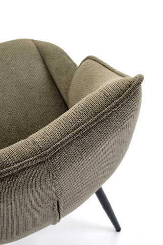 Čalouněná jídelní židle Rania olivová moderní skandinávský styl na černých nohách Intesi