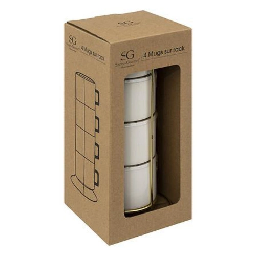 Stojan se 4 šálky Arya 170 ml bílé barvy