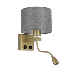 Nástěnné svítidlo Polo lampa zlatá 1x40W E27 + 2W LED stínidlo kulaté šedé
