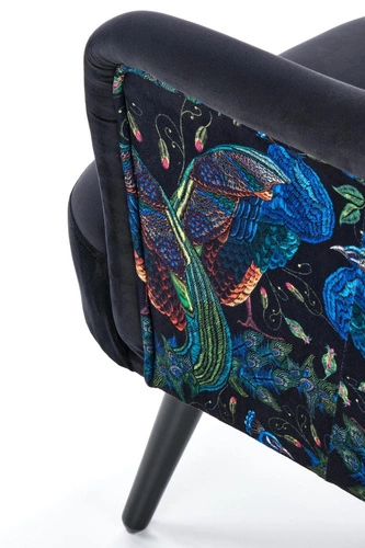 Relaxační křeslo Gredos černý samet do obýváku moderní s područkami Intesi