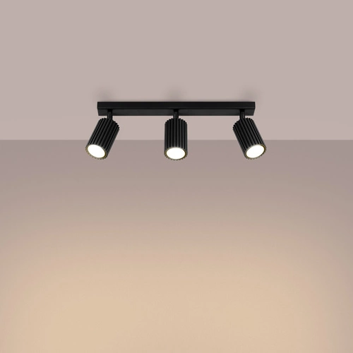 Stropní svítidlo KARBON 3L černé minimalistické nastavitelné do obýváku a ložnice SOLLUX