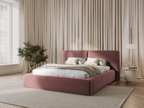 Čalouněná postel Jodie II růžový samet 180x200 s úložným prostorem do glamour ložnice