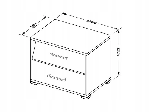 Noční stolek Intesi Madera 54,4 cm dub/bílá se 2 zásuvkami a LED osvětlením v moderním stylu