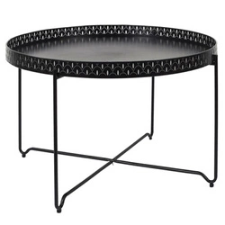 Kulatý konferenční stolek Modes černý kovový moderní loftový do obýváku 78 cm Intesi