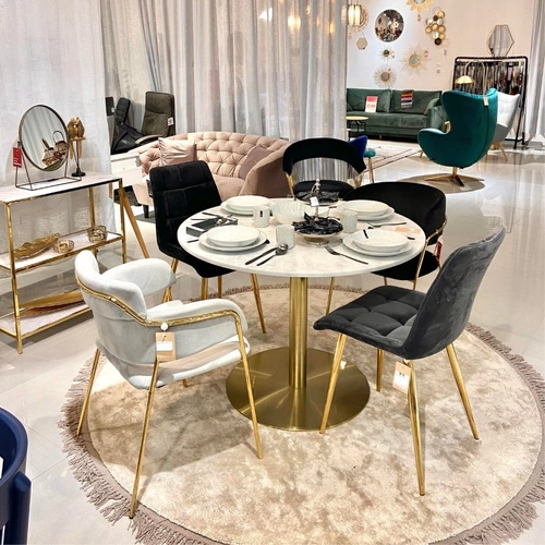 Jídelní židle Pilo šedá sametová čalouněná glamour se zlatými nohami Intesi