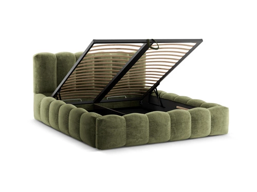 Čalouněná postel Lupine zelený chenille 200x200 s úložným prostorem moderní do ložnice