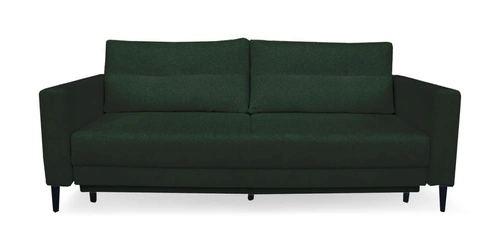 Rozkládací pohovka 3místná Lara se spaním do obýváku zelená sametová s úložným prostorem