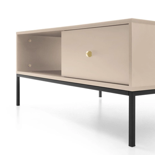 Konferenční stolek Evora béžový se zásuvkou a policí, obdélníkový, moderní do obýváku Intesi