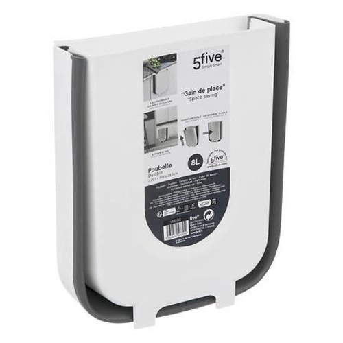 Skládací závěsný odpadkový koš 8L bílý do kuchyně a koupelny 5five simply smart